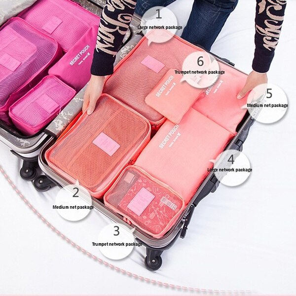 6:a/ set Bagage Organizer Bag Set rosa pink