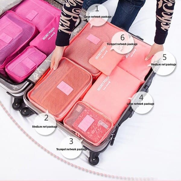 6:a/ set Bagage Organizer Bag Set rosa watermelon red