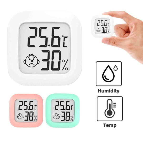 Mini LCD digital termometer elektronisk temperatursensor grön 43 x43mm white
