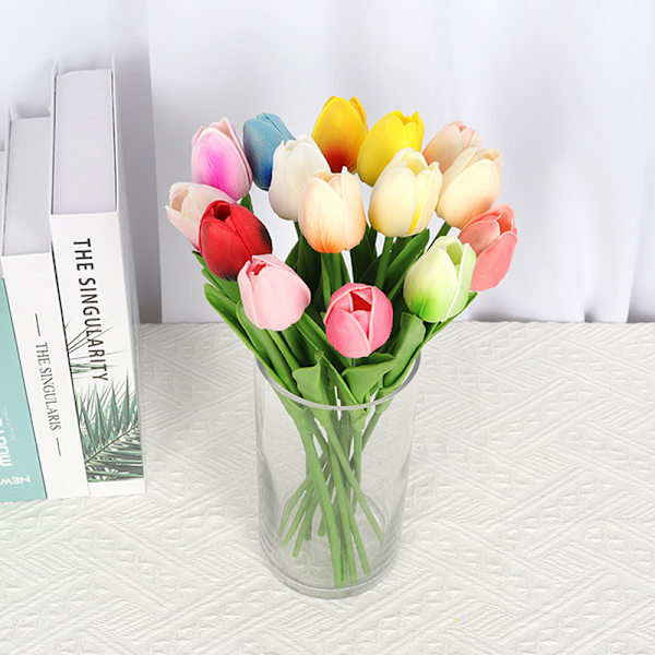 5 st Tulip PU konstgjord blomma Real Touch Bukett B C
