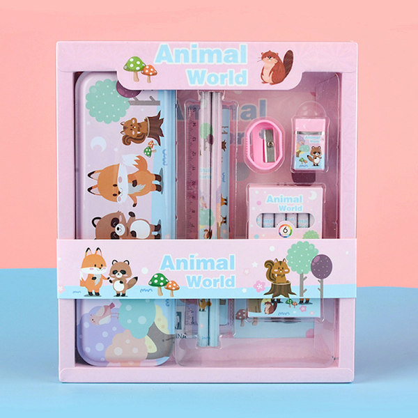1Set set Anime case Crayon set Röd fox