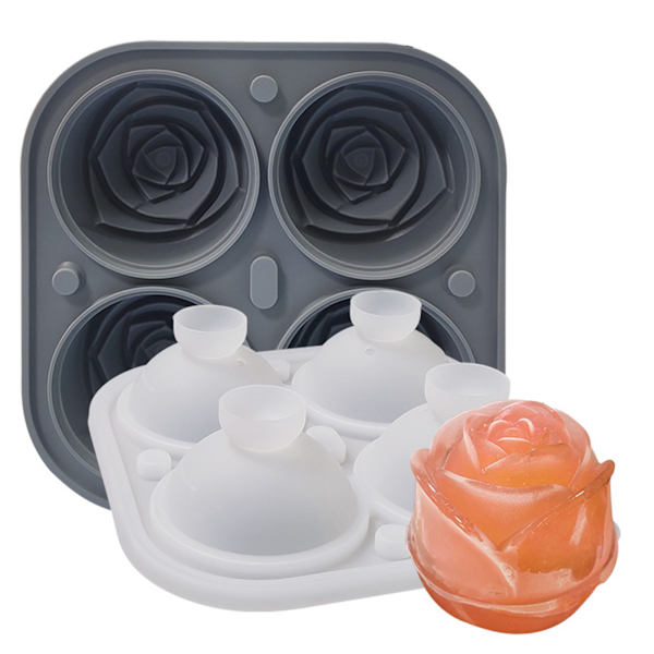 3D Silikon Rose Shape Ice Cube Maker grå