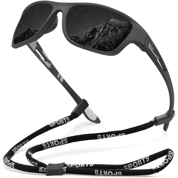 Polariserade sportsolglasögon för män Kör Cykling Fiske Solglasögon 100 % UV-skyddsglasögon svart
