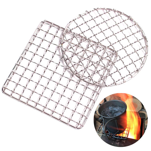 BBQ Grill Net Rostfritt Stål Nät Rack Galler Vandring Grill Hej Silver Square