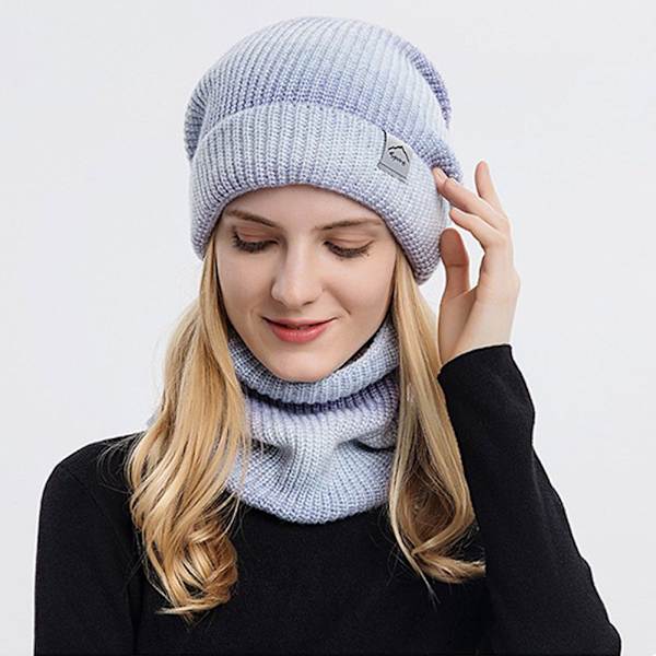 Winter Warm Scarf Hat Set Sticka Gradient Tie Dye orange gray