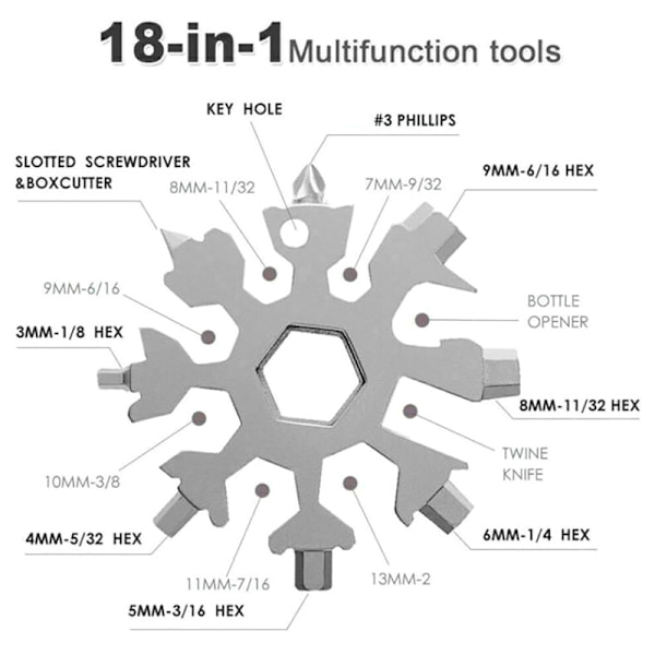 18-i-1 Snowflake multiverktygsverktyg Multicolor