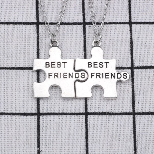 2 Utsökt pussel matchande halsband Best Friend Date hängsmycke