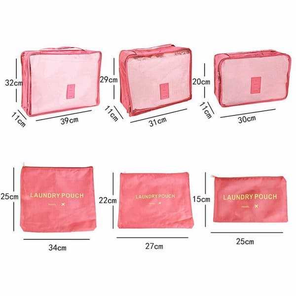 6:a/ set Bagage Organizer Bag Set rosa gray