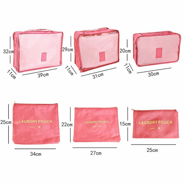 6:a/ set Bagage Organizer Bag Set rosa light blue