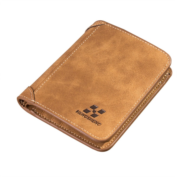 Herrplånbok Läder Billfold Slimma Hipster Kohudsväskor Kaffe Vertical-Coffee