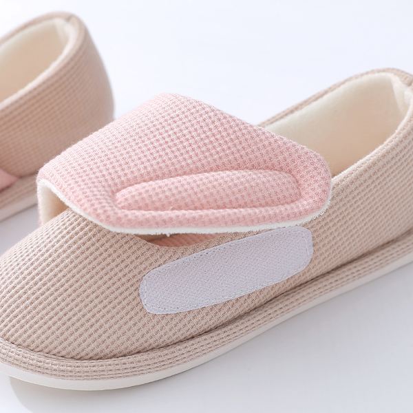 Kvinnors mjuksulor tofflor väska-klack hemmaskor platt golv skor Rutig grå 36-37 Beige-pink 40-41