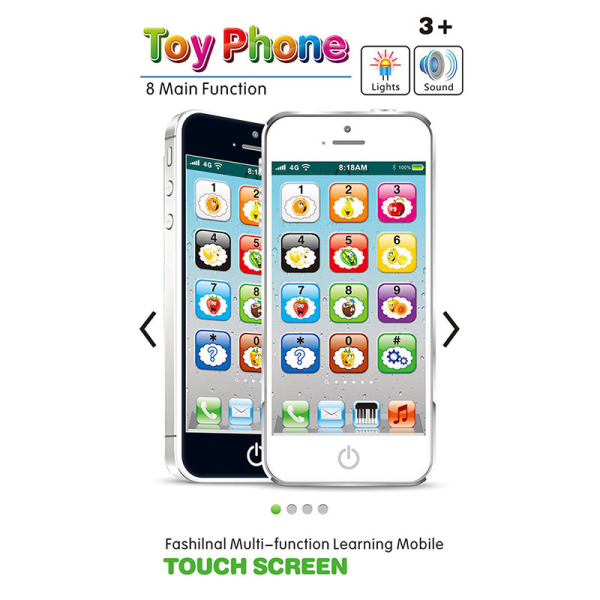 Baby Smart Touch mobiltelefonleksaker med LED Svart