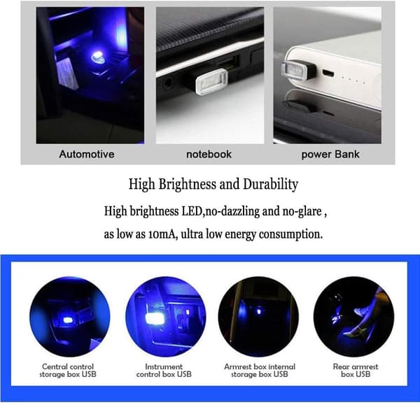 Bil USB -ljus-6PCS bil atmosfär ljus