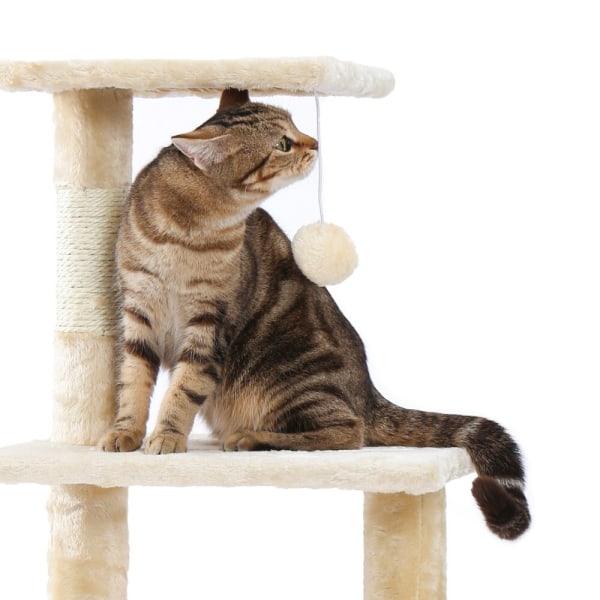 Pet Kattträd med hängande boll Kattleksaksmöbler skrapstolpe grå grey