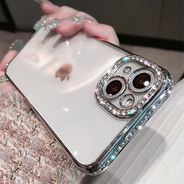 Sparkling Diamond Glitter Iphone- case - Transparent och stötsäker för kvinnor - 11/12/13/14 Pro Max & Plus silver för iphone 13
