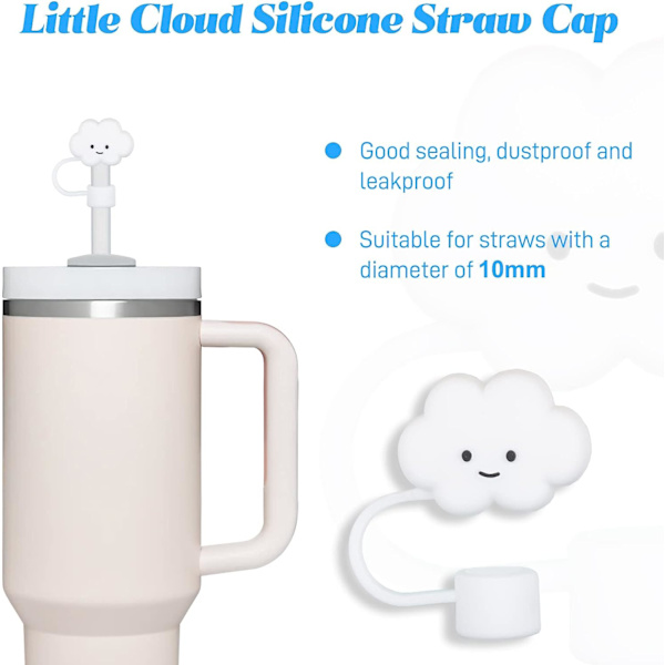 5 st Cloud Straw Lock, Söt Silikon Cloud Straw Lock, Straw Protector