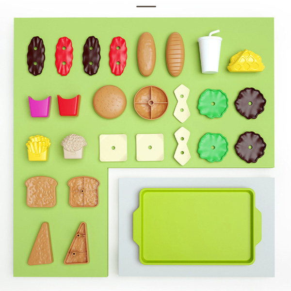 Leksaksset Set Kök Sandwich Fries Burger Barn T Multicolor