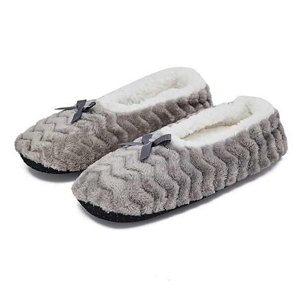 Kvinnor flanell plysch halkfria tofflor förtjockade inomhus hemmaskor Mörkgrå 36/38 Gray