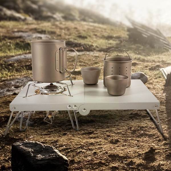 Bärbar utomhusspis hopfällbart campingbord svart sliver