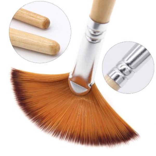 5 st Fläktform Gouache Målning Penna Nylon Hårfärg Pensel Drag orange 5st