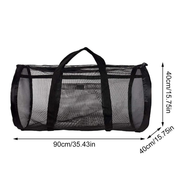 Multifunktionell snorkling, vikbar bärbar mesh i mesh svart stor large