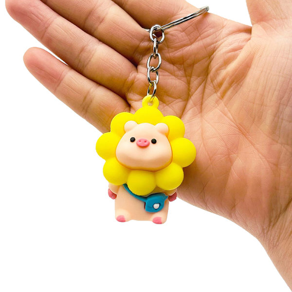 PVC Mjuklim Nytt e Sunflower Piglet Nyckelring Kvinna Bag Key White Blue