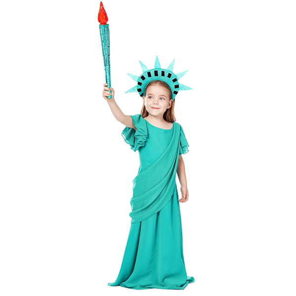flicka Frihetsgudinnan cosplay halloween kostym S M