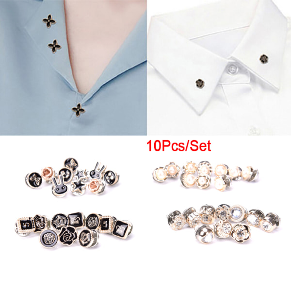 10 st/ set Mini Pearl Flower Crystal Broschknappar pärla black gold