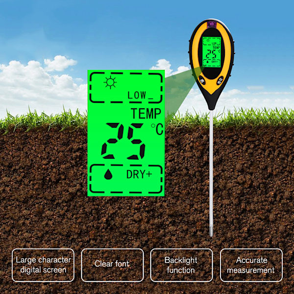 Soil PH Tester Moisture Surity Tester Soil Tester Gul One Size