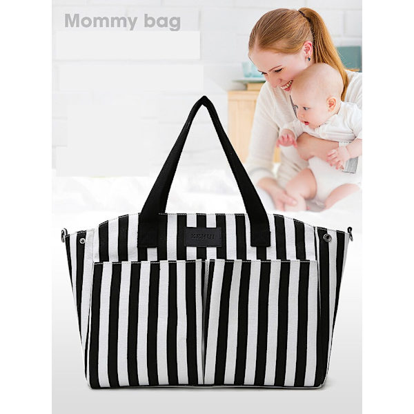 Stor kapacitet skötväska Vattentäta mumieväskor svart+vit 39*16*29cm black+white