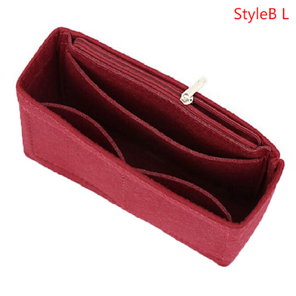 1:a Kvinnor Insert Bag Filt Tyg Handväska Organizer Bag Black StyleB S Red StyleB L