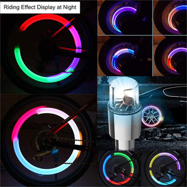2ST Bil Auto Hjul Däck Luftventil Stam LED Ljus Caps Multicolor