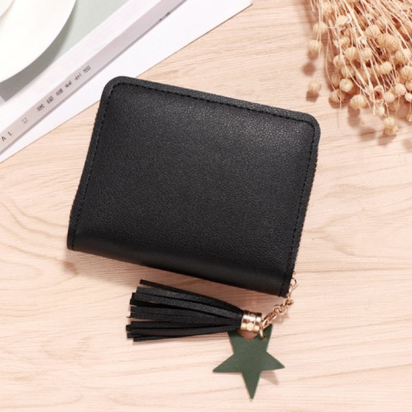 Liten plånbok för damer Mini Tofsplånbok Svart Green