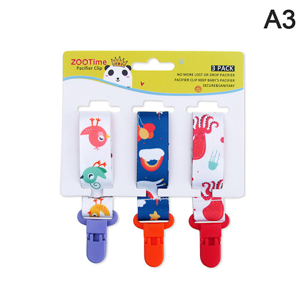 3:a/ set tecknad baby nappkedja nippelhållare A2 A3