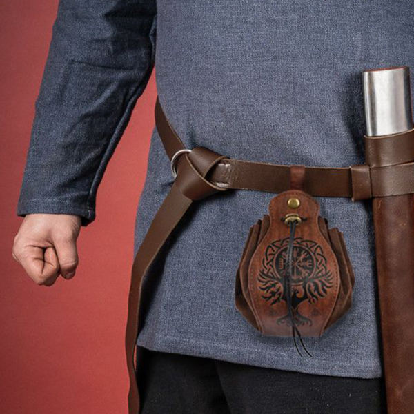 Midjeväska, medeltid ficka i vikingastil Vintage myntväska