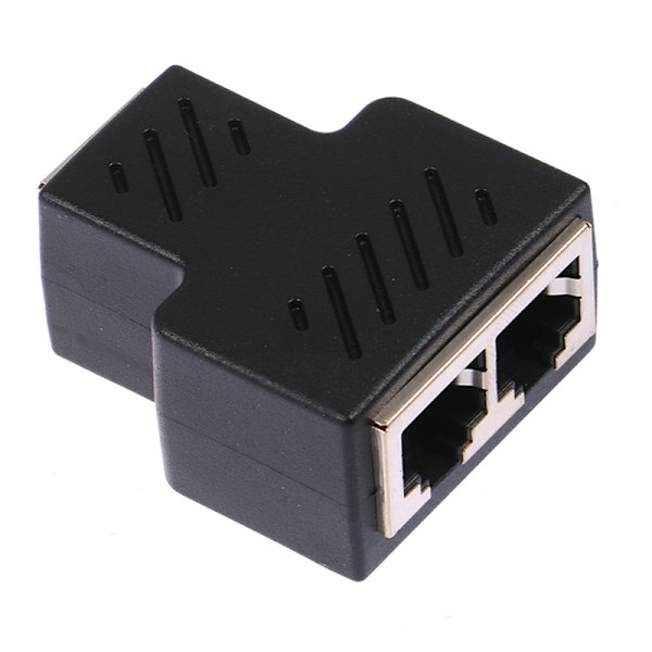 1 till 2 sätt RJ45 hona splitter Ethernet-nätverkskabel
