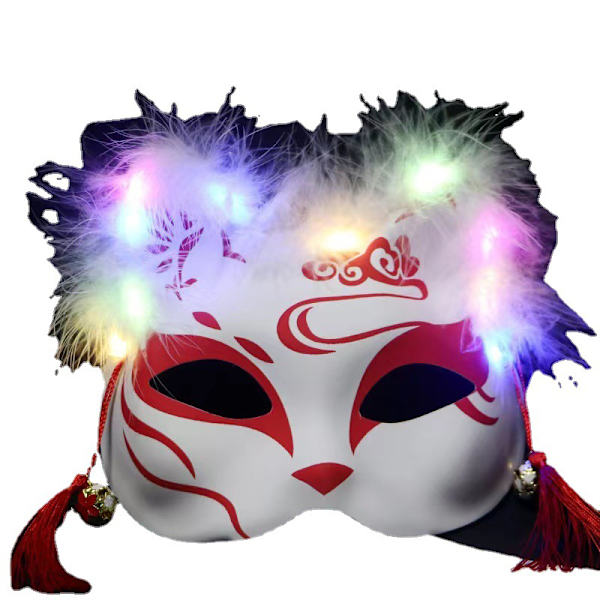 Mask Half Face Handmålad Luminous Cat Fox Mask A7 A7