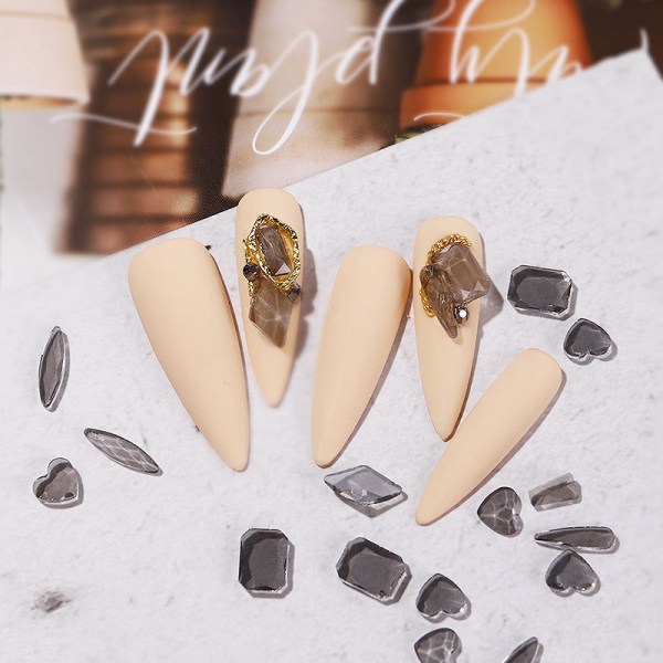 Nageldekorationer för Nail Art Kristallbottenborr 50 Mixed Ornament 50 transparent Aurora mixed Transparent black mixed 50 pieces