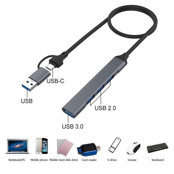 USB Typ C HUB Dock 3.0 USB 3.0 2.0 Hub 4 portar Multi Splitter