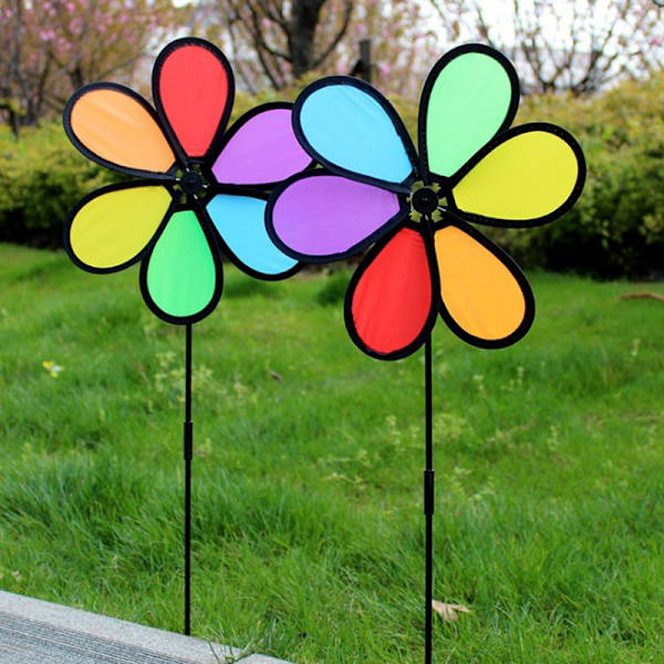 Ny färgglad Rainbow Dazy Flower Spinner Wind Windmill Garden Y onesize