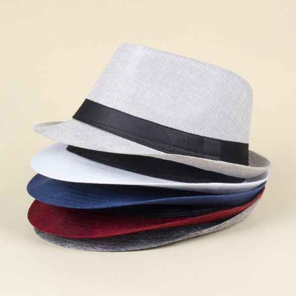 Retro hatt för män med bred brätte Vintage cap utomhus bowlerhattar Black Gray