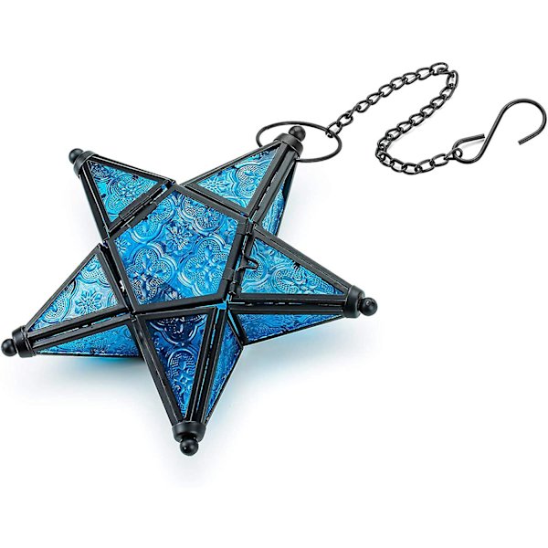 Ljuslykta fönsterdekoration hängande ornament blå