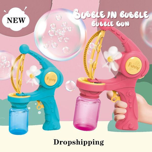 Leksaker för automatisk bubbelmaskin för barn rosa blue