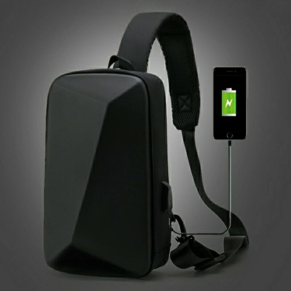 Stöldskydds- USB Crossbody Multifunktion PVC-väska grå 19*8*30cm bright black