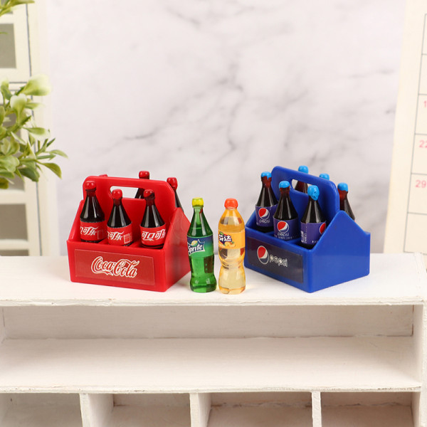 1Set Dockhus Miniatyr Cola Soda Sprite Flaskor Modle Kök A1 A4