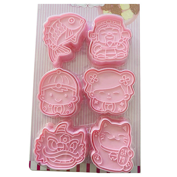 6 st Kakstämpel Kexformar Molds Kex Kakafondant Lucky cat koi Lucky cat koi
