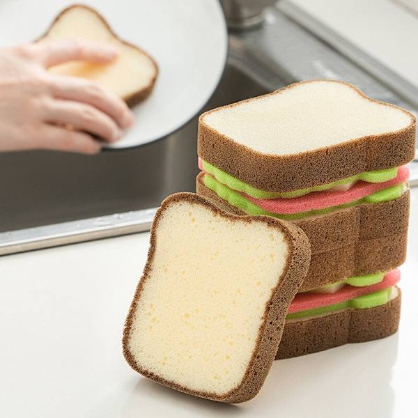 Kreativ rostat brödform tvättskål kökssvamp 4st 6pcs