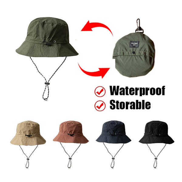 Sommarhatt Vattentät Bucket Hats Vikbar Justerbar Röd Gray