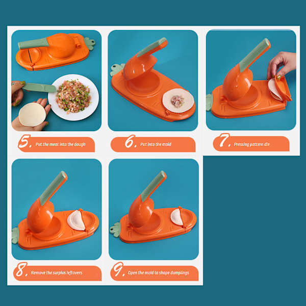 2 i 1 Dumpling Maker Kit med Dumpling Form & Dumpling Wrapper Press gul