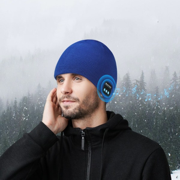 Bluetooth Beanie Trådlösa Sport Hörlurar Cap högtalarlock grå vit 21*22*3cm blue